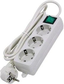 2009513, Удлинитель Гарнизон 3 евророзетки с выключателем и заземлением, допустимый ток 10А, длина 2м.