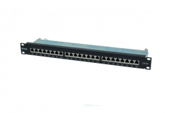 Коммутационная панель SNR, 19" экранированная, 1U, 24 порта, cat.6А, горизонтальная заделка