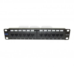 Коммутационная панель SNR, 10" неэкранированная, 1U, 12 портов, cat.5e, горизонтальная заделка