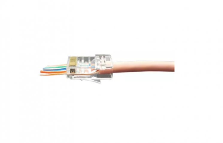 Разъем легкой оконцовки RJ-45 (8P8C) под витую пару, категория 5e (50 µ"/ 50 микродюймов), универсальный 100 шт