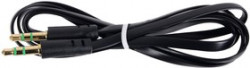 PL1050, Кабель Jack 3.5" mm вилка - Jack 3.5" вилка, плоский, 1 м, черный