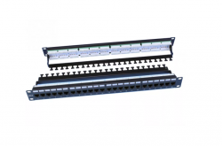 Патч-панель 19", 1U, 24 порта RJ-45, категория 6, Dual IDC, ROHS, цвет черный (задний кабельный организатор в комплекте)