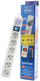 POWER CUBE SPG(5+1)-16B-5М 5+1 (5м) 3500 Вт белый BL1, Сетевой фильтр