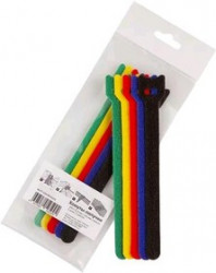 PL9600, Хомут-липучка (стяжка) 150мм х 12мм, 5 шт / 5 цветов (черный, синий, красный, желтый, зеленый)