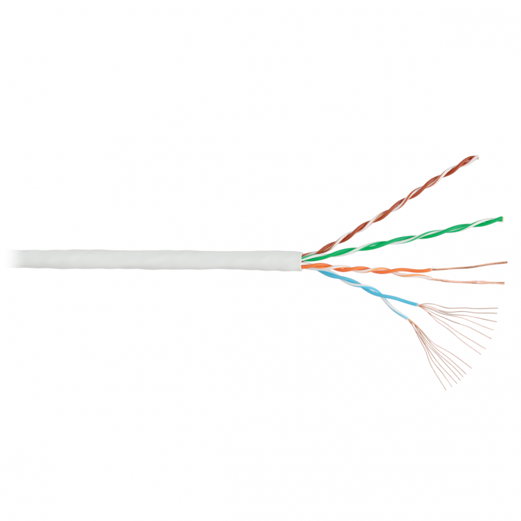 Кабель NIKOLAN U/UTP, 4 пары, Кат.5e, многожильный, 24 AWG, внутренний, LSZH, 305м