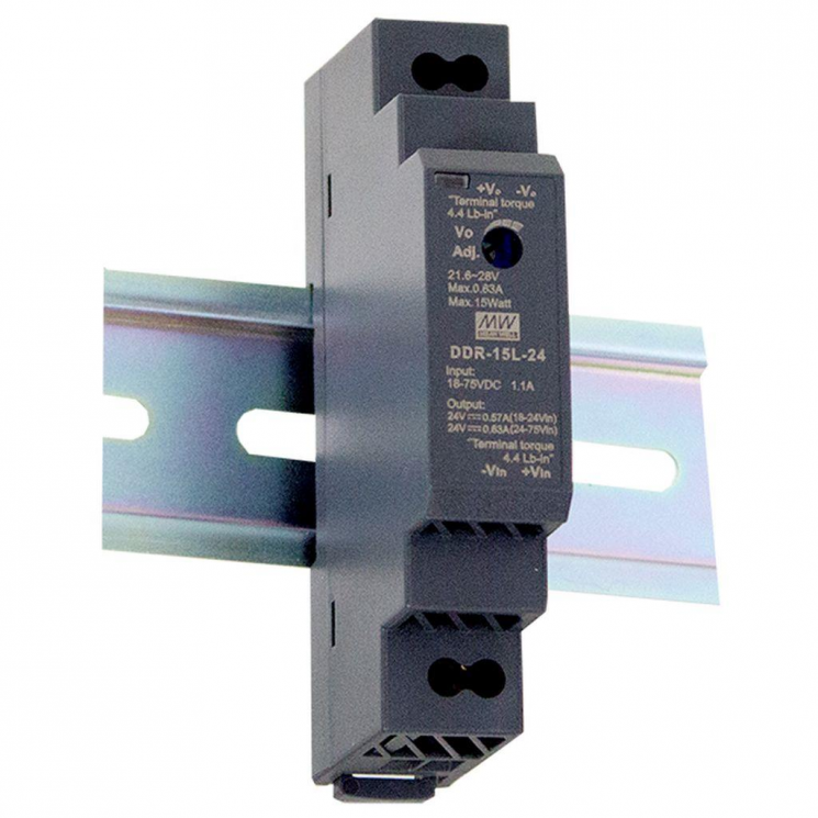 DDR-15G-24,DC/DC преобразователь, 15Вт, вход 9…36 В DC, выход 24В/0,63А, Mean Well