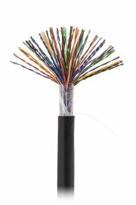 Кабель NETLAN U/UTP 50 пар, Кат.5 (Класс D), 100МГц, одножильный, BC (чистая медь), внешний, PE до -40C, черный, 305м