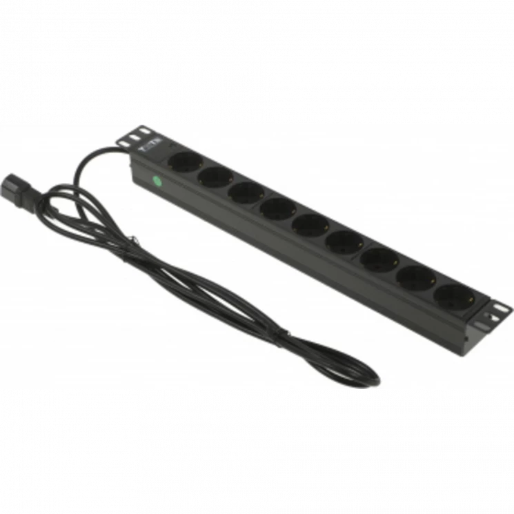 Блок распределения питания Lanmaster TWT-PDU19-10A9P4-3.0 гор.размещ. 9xSchuko базовые 10A C14 3м