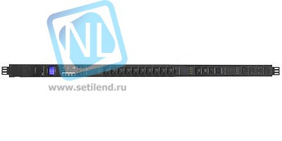 Управляемый блок розеток Tesla Power серии PRO 16 розеток, вертикальный монтаж