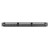 Коммутационная панель NETLAN 19", 1U, 24 порта, Кат.5e (Класс D), 100МГц, RJ45/8P8C, 110/KRONE, T568A/B, экранированная, черная
