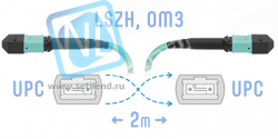 Патчкорд оптический MPO/UPC FF MM, 12 волокон, 2 метра (Cross)
