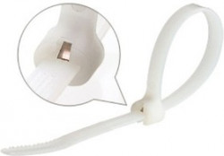 КСЗ 4х200 (100шт.), Стяжка крепежная с зубом нерж. стали 4х200мм белая