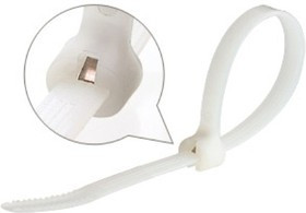 КСЗ 4х200 (100шт.), Стяжка крепежная с зубом нерж. стали 4х200мм белая