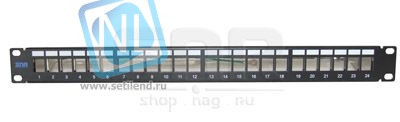 Патч-панель экранированная SNR, 24 порта, 19", 1U, для модулей KeyStone, незагруженная