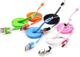 PL1358 (PL1359,PL1360, PL1361,PL1362, PL1363,PL1364,PL1365), Кабель USB-Lightning плоский для Apple Iphone 5, 6s,7 8 pin, цветной, 1м