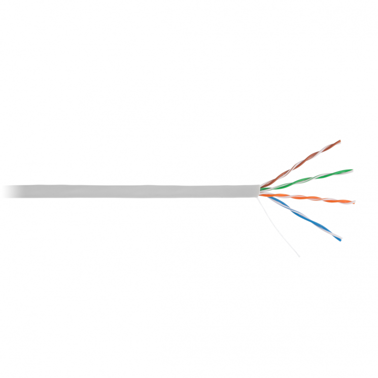 Кабель ULAN U/UTP 4 пары, Кат.5e, 100МГц, одножильный, BC (чистая медь), внутренний, PVC нг(B), серый, 305м