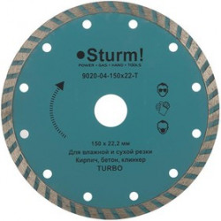 Круг алмазный STURM! 9020-04-150x22-T Ф150х2.0х22мм сухой рез турбо по бетону
