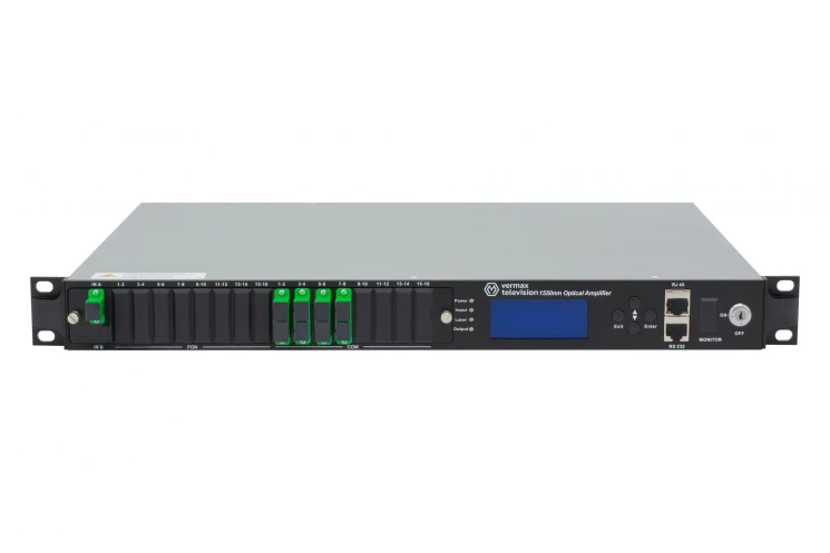 Оптический усилитель VERMAX для сетей КТВ, 1 вход, 8*15dBm выход, RT1, 1U