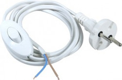 Шнур 1.5м с вилкой (S18) ШВВП-ВП 2х0.75мм белый с переключателем