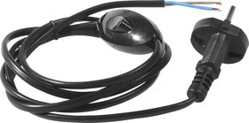 Шнур 1.5м с вилкой (S18) ШВВП-ВП 2х0.75мм черный с переключателем