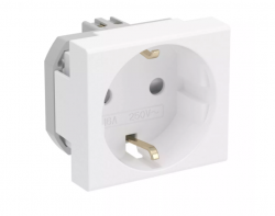 Розетка 1-м 2мод. Viva 16А IP20 2P+E с заземл. защ. шторки бел. DKC 45005