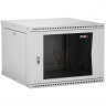 Настенный разборный шкаф TLK 19", 12U, стеклянная дверь, Ш600хВ569хГ450мм, 1 пара монтажных направляющих, серый