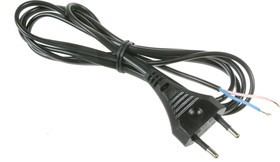 Шнур 1.7м с плоской вилкой (S52) ШВВП 2х0.5мм (черный)