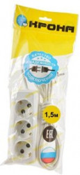 КРОНА КБ3151,5-Б РС-3/зем. (У16-001УХЛ4) 1.5м (ПВС 3х0,75) BL1, Сетевой удлинитель