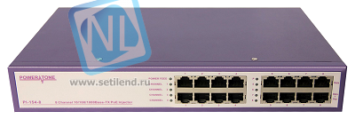 8-портовый инжектор PoE 802.3af 10/100/1000Mbps