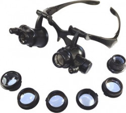 PL4417, Лупа налобная 10x/15x/20x/25x (очки) с подсветкой (2 LED) (PL4417)