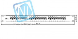 Коммутационная панель SNR, 19" неэкранированная, 1U, 24 порта, cat.6, горизонтальная заделка