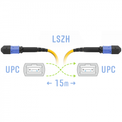 Патчкорд оптический MPO/UPC FF SM, 15 метров (Cross)