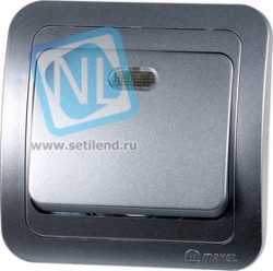 23421 ВЫКЛЮЧАТЕЛЬ СКРЫТ.УСТ.1 КЛ. С ПОДСВЕТКОЙ (СЕРЕБ.)