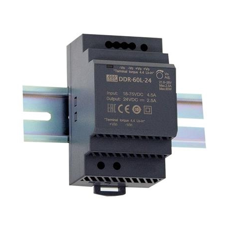 DDR-60L-24, DC/DC преобразователь, 60Вт, вход 18-75В,выход 24В/2.5А Mean Well