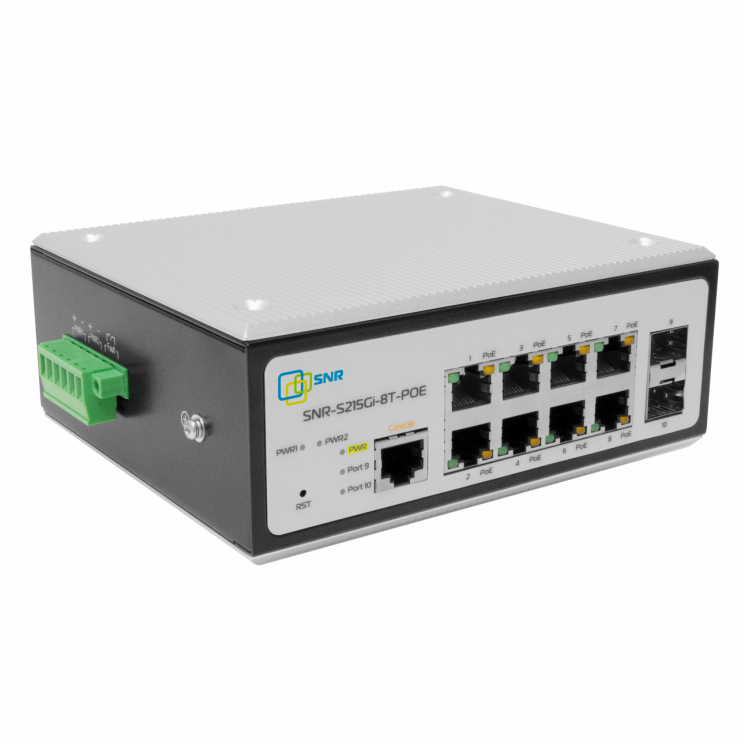 Управляемый промышленный POE коммутатор уровня 2 SNR-S215Gi-8T-POE