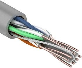 01-0047-3, Кабель UTP 4PR 23AWG, CCA, CAT6, PVC серый, (бухта 305 м)