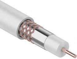 01-2206, Кабель RG-6U+Cu (75 Ом), Cu/Al/Cu 48 % (бухта 100 м) белый