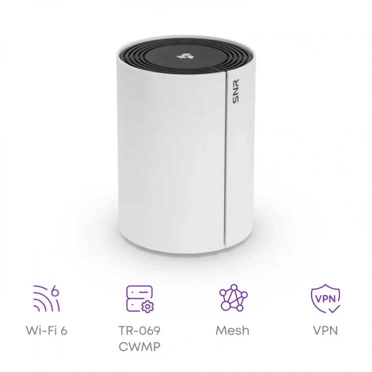 Wi-Fi mesh роутер SNR AX3000, 802.11a/b/g/n/ac/ax,1x2.5GE, 1xGE RJ45