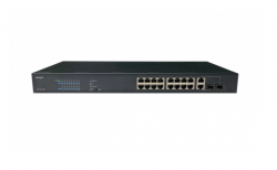 Неуправляемый стоечный 16 портовый PoE коммутатор POWERTONE PUS-CC16L-250R с изоляцией портов