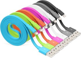 PL1360, USB кабель Pro Legend плоский Iphone 5, 6s, 8 pin, 1м, голубой