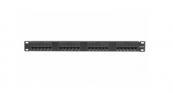 Коммутационная панель ULAN 19", 1U, 24 порта, Кат.5e (Класс D), 100МГц, RJ45/8P8C, 110, T568A/B, неэкранированная, черная