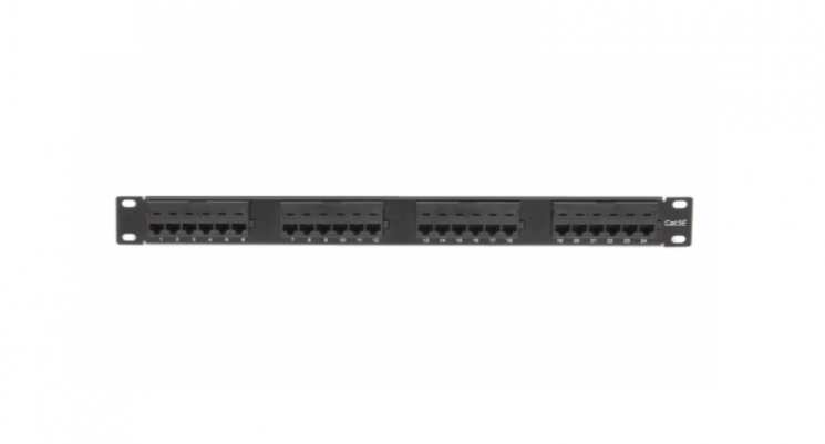 Коммутационная панель ULAN 19", 1U, 24 порта, Кат.5e (Класс D), 100МГц, RJ45/8P8C, 110, T568A/B, неэкранированная, черная
