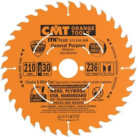 Круг пильный твердосплавный CMT 271.210.36M 210X30(+25)X1.8/1.2 15° 10° ATB + 8° SHEAR Z=36