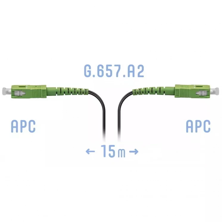 Патчкорд оптический FTTH SC/APC, кабель 604-04-01, 15 метров