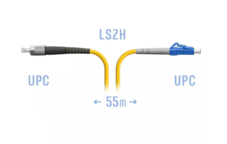 Патчкорд оптический LC/UPC-FC/UPC SM 55 метров
