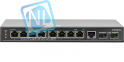 PoE коммутатор Web Smart PWS-CS08-120M, 8x10/100BASE-TX PoE 802.3af&at + 1xGb Combo + 1x1000BASE-X, внешний БП 125Вт