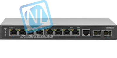 PoE коммутатор Web Smart PWS-CS08-120M, 8x10/100BASE-TX PoE 802.3af&at + 1xGb Combo + 1x1000BASE-X, внешний БП 125Вт