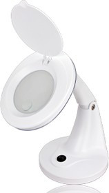31-0243, Лупа настольная малая 3Х +доп.12Х с подсветкой 60 LED (светодиодная), белая