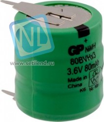 80 BVH3A2H (2 ножки), Аккумулятор никель-металлгидридный NiMH 80mAh (1шт) 3.6В