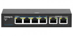PoE коммутатор неуправляемый PUS-TT04L-60M v1, 4x10/100BASE-TX 802.3af&at + 2x10/100/1000BASE-TX, c изол. портов, PoE бюджет 60Вт, до 30Вт на порт